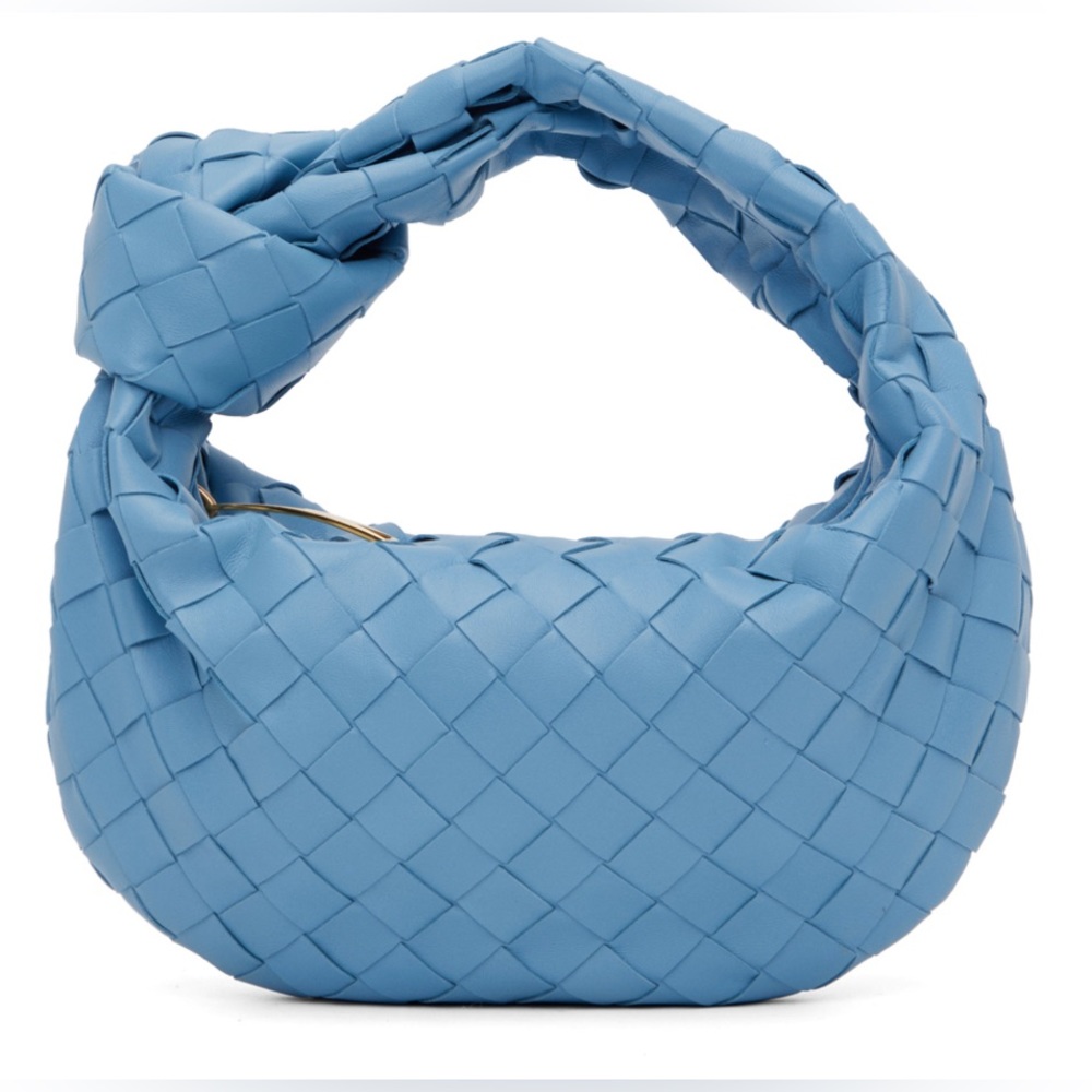 NEW BOTTEGA VENETA MINI JODIE WINDSWEPT BLUE KNOTTED INTRECCIATO BAG